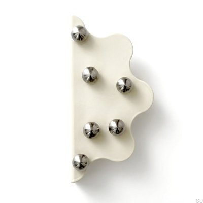 Mare 200 Steel Beige Edge Furniture Handle with Silver Brushed Balls