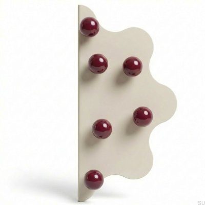 Mare 200 Steel Beige Furniture Handle with Burgundy Balls
