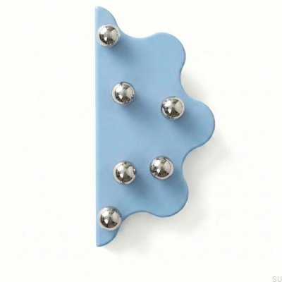 Mare 200 Steel Blue Edge Furniture Handle with Silver Balls