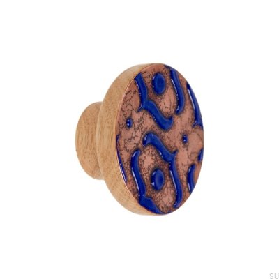 Pattern I 50 Oak Furniture Knob Enameled Ultramarine Hard Oil Colorless Semi-matt