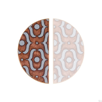 Furniture handle Pattern I 100 Copper Enameled Gray with Oak Wood Hard Oil Colorless Semi-matt