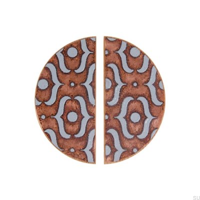 Furniture handle Pattern I 100 Copper Enameled Gray with Oak Wood Hard Oil Colorless Semi-matt