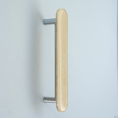 Round 128 Glass Beige Elongated Furniture Handle