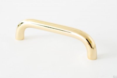 Grip 143 elongated furniture handle, polished brass