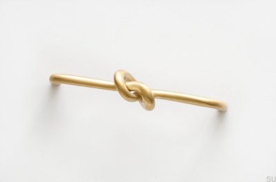 Knot 128 Brushed Brass Elongated Furniture Handle