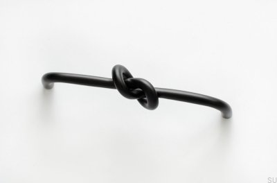 Knot 128 Brass Black Elongated Furniture Handle