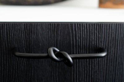 Knot 128 Brass Black Elongated Furniture Handle