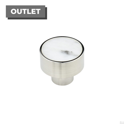 Marbelo M steel furniture knob, white marble