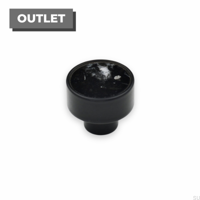 Marbelo L furniture knob, black steel, black marble