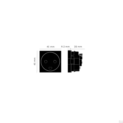 Single Modular Socket Type K Danish 45mm White European Standard