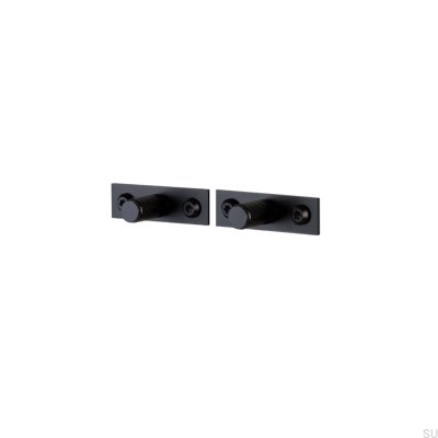 Furniture knob with washer Linear Plate 12 Steel Black (set of 2)