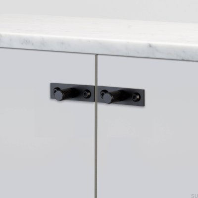 Furniture knob with washer Linear Plate 12 Steel Black (set of 2)