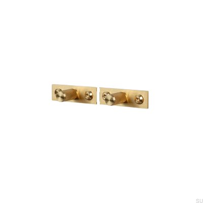Furniture knob with washer Linear Plate 12 Brass (set of 2)
