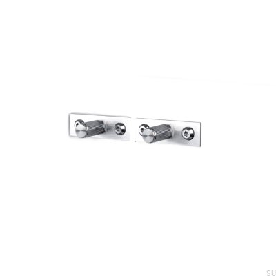 Furniture knob with washer Linear Plate 12 Steel Silver (set of 2)