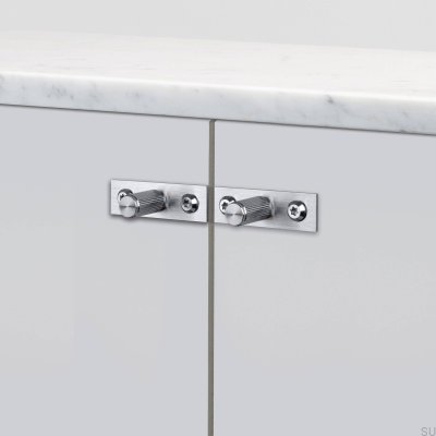 Furniture knob with washer Linear Plate 12 Steel Silver (set of 2)