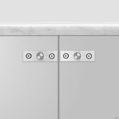 Furniture knob with washer Linear Plate 12 Steel Silver (set of 2)
