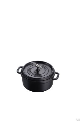 Cocotte Staub 3.7 L Black Steel Pot with Silver Knurled Handle