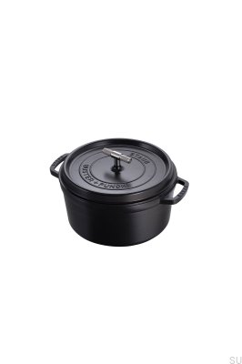 Cocotte Staub 6.7 L Black Steel Pot with Silver Knurled Handle
