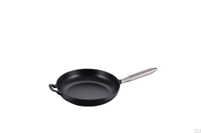 Staub 28 cm Black Steel Frying Pan with Silver Knurled Handle