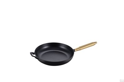 Staub 28 cm Black Steel Frying Pan with Knurled Brass Handle