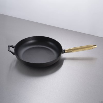 Staub 28 cm Black Steel Frying Pan with Knurled Brass Handle