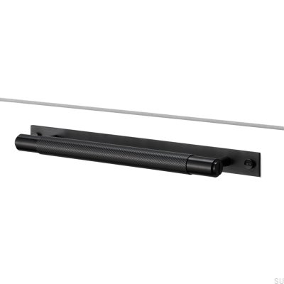 Long furniture handle with Cross Plate 125 Steel Black