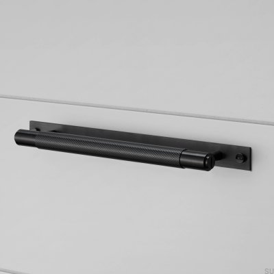 Long furniture handle with Cross Plate 125 Steel Black