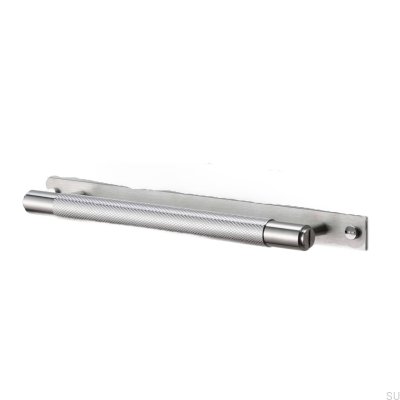 Long furniture handle with Cross Plate pad 225 Steel Silver