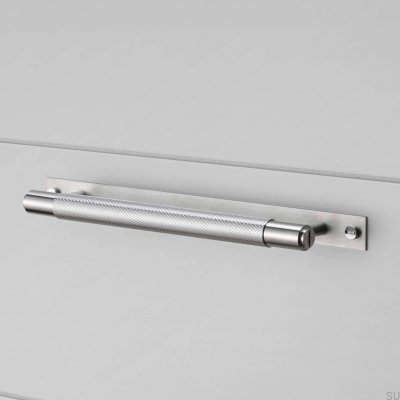 Long furniture handle with Cross Plate pad 225 Steel Silver