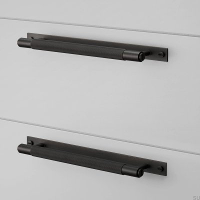 Elongated furniture handle with Cross Plate pad 225 Brass Burnt Bronze
