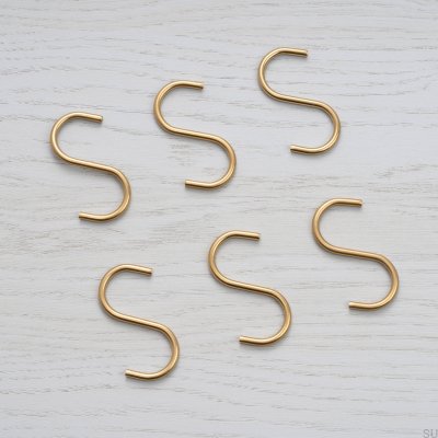 S-hook for shelf Hanger Brass (set of 6)