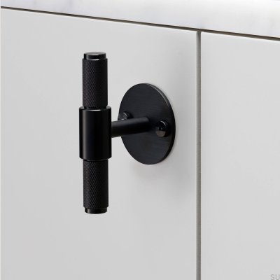 T-Bar Furniture Handle with Cross Plate 95 Steel Black