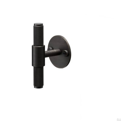 T-Bar Furniture Handle with Cross Plate Pad 95 Brass Burnt Bronze