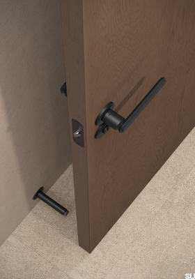 Fase Wall Wall Mounted Door Stopper, Brushed Black Aluminum
