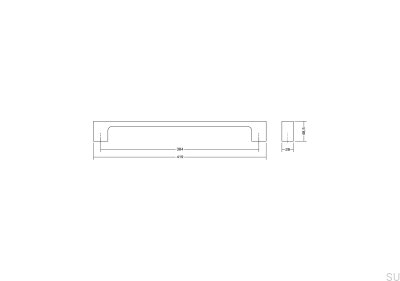 Luv Big 384 single-sided elongated furniture handle, Metal Brown Brushed