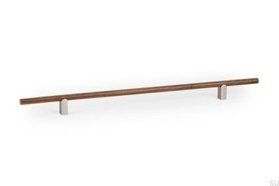Kumo Wood 320 Wooden Walnut Furniture Handle with Brushed Silver Aluminum