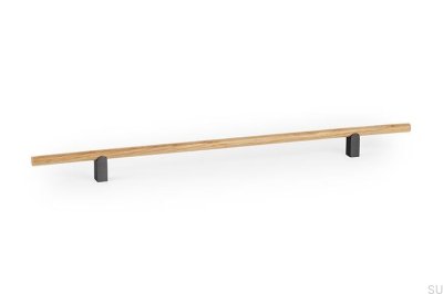 Kumo Wood 320 Wooden Oak Furniture Handle with Black Titanium Aluminum