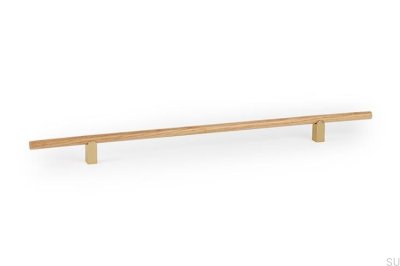 Kumo Wood 320 Wooden Oak with Brushed Brass Elongated Furniture Handle