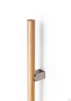 Kumo Wood 320 Wooden Oak Furniture Handle with Silver Brushed Aluminum