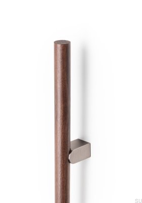 Kumo Wood 320 Wooden Walnut Furniture Handle with Brushed Silver Aluminum