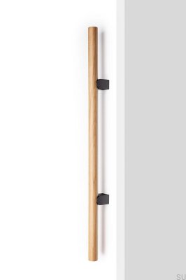Kumo Wood Big One 1056 Single-Sided Elongated Furniture Handle, Oak Wood with Black Titanium Aluminum