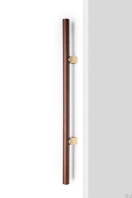 Kumo Wood Big One 1056 Wooden Walnut with Brushed Brass Elongated Double-Sided Furniture Handle