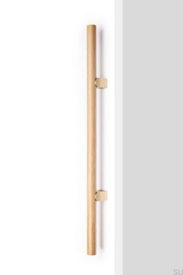 Kumo Wood Big One 448 Wooden Oak with Brushed Brass Elongated Double-Sided Furniture Handle
