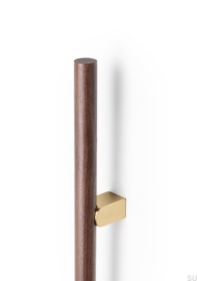 Kumo Wood Big One 448 Wooden Walnut with Brushed Brass Elongated Double-Sided Furniture Handle