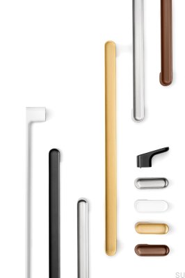 Luv 192 elongated furniture handle, metal, brown, brushed
