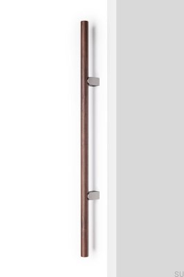 Kumo Wood Big 320 Wooden Walnut Furniture Handle with Brushed Silver Aluminum