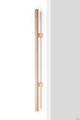 Kumo Wood Big 320 Wooden Oak with Brushed Brass Elongated Furniture Handle