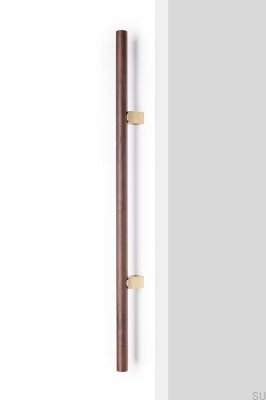 Kumo Wood Big 640 Wooden Walnut with Brushed Brass Elongated Furniture Handle
