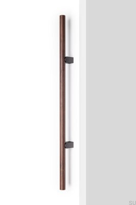 Kumo Wood Big 320 Wooden Walnut with Black Titanium Aluminum, Double-Sided Elongated Furniture Handle