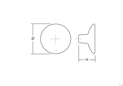 Disc 38 Furniture Knob, Metal, Brown, Brushed